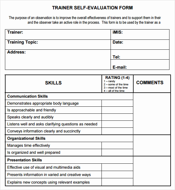 Employee Evaluation form Template Word Fresh Training Evaluation form 17 Download Free Documents In