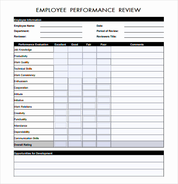 Employee Evaluation form Template Word Luxury Performance Evaluation Samples Templates Examples 7