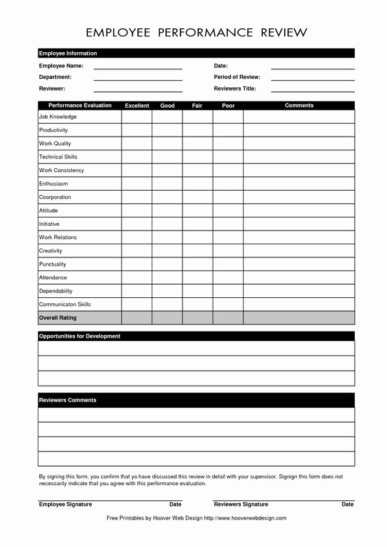 Employee Evaluation form Template Word New Free Employee Performance Evaluation form Template