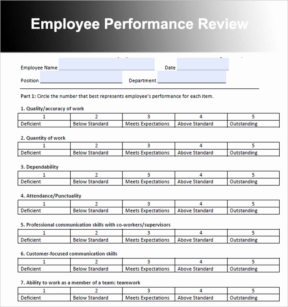 Employee Evaluation form Template Word Unique Employee Review Template