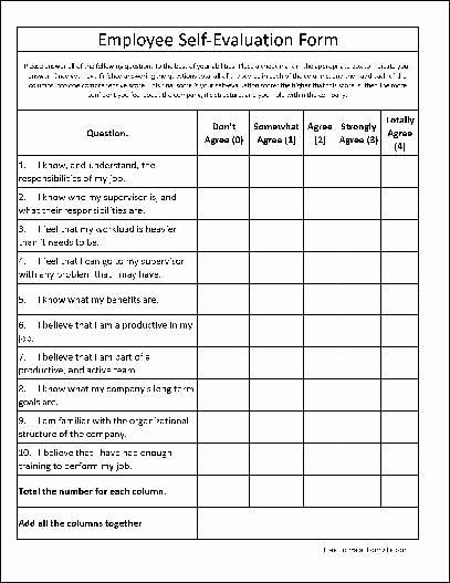 Employee Evaluation form Template Word Unique Free Basic Employee Self Evaluation form From formville