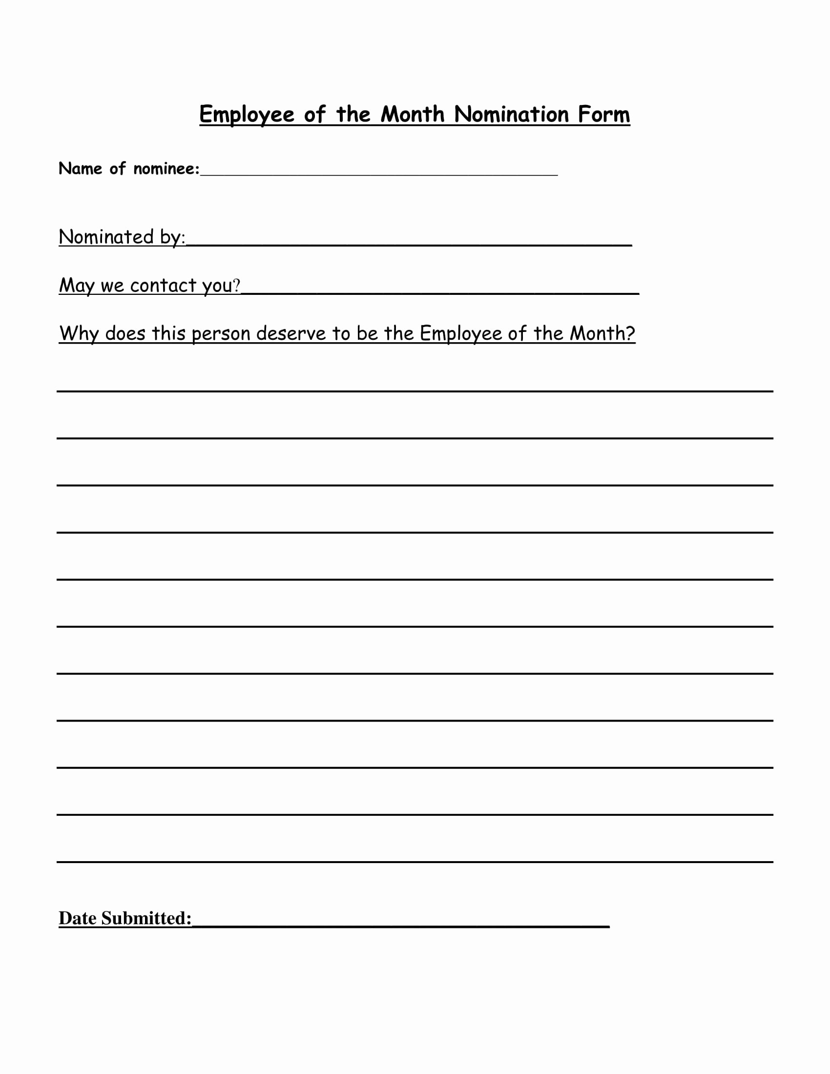 Employee Of the Month Template Awesome 4 Employee Of the Month Voting forms Word Pdf