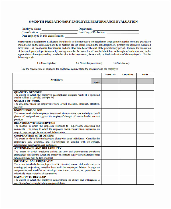 Employee Performance Evaluation form Lovely Employee Evaluation form