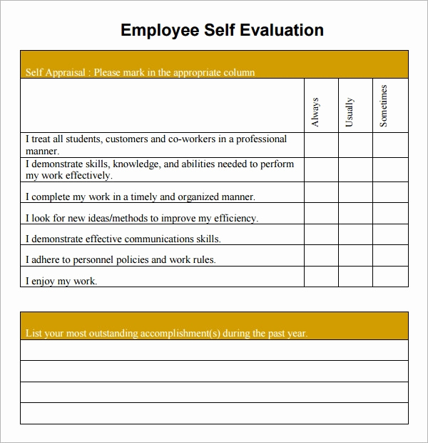 Employee Performance Evaluation form New 16 Sample Employee Self Evaluation form Pdf Word Pages