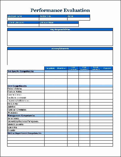 Employee Performance Evaluation form Unique Free Basic Performance Evaluation From formville