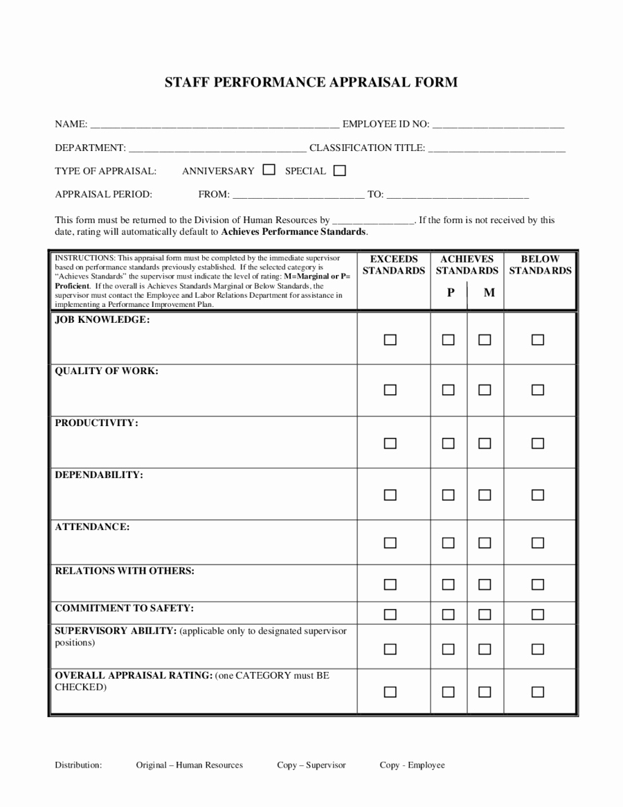 Employee Performance Evaluation format Best Of 2019 Employee Evaluation form Fillable Printable Pdf