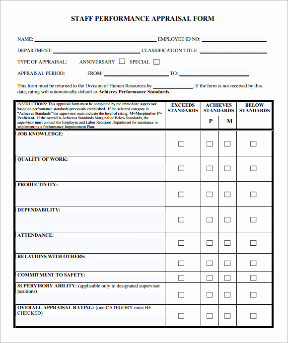 Employee Performance Evaluation forms Lovely 13 Employee Evaluation form Sample – Free Examples
