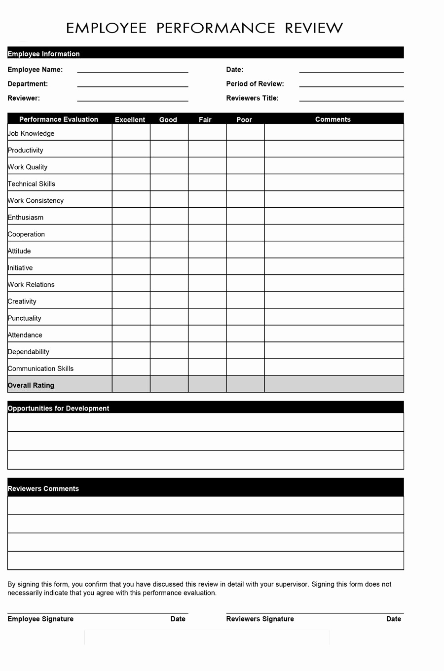 Employee Performance Evaluation forms Lovely 46 Employee Evaluation forms &amp; Performance Review Examples