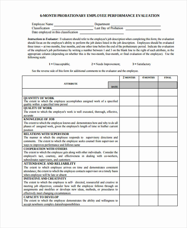 Employee Performance Evaluation Samples Inspirational 29 Sample Employee Evaluation forms
