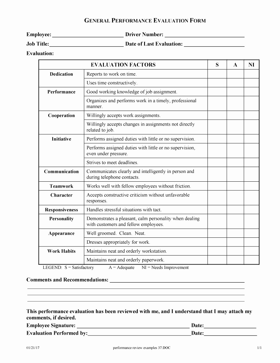 Employee Performance Evaluation Samples New 46 Employee Evaluation forms &amp; Performance Review Examples