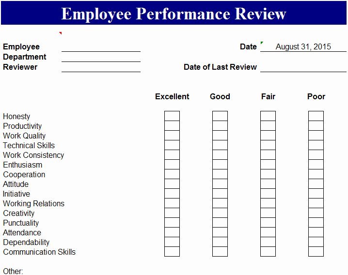 Employee Performance Evaluation Template Unique Employee Performance Review Template