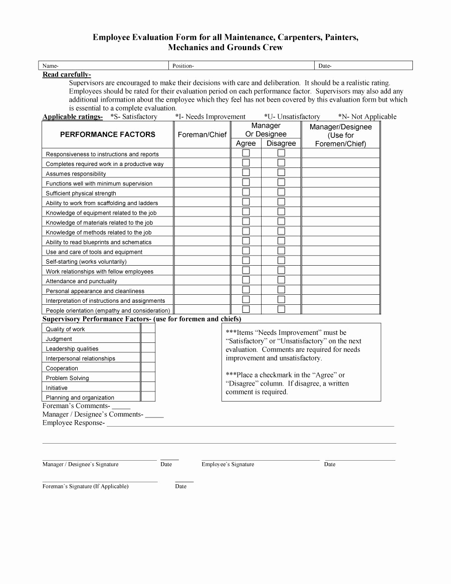 Employee Performance Evaluations forms Elegant 46 Employee Evaluation forms &amp; Performance Review Examples