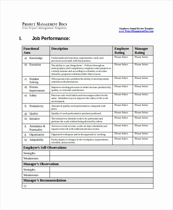 Employee Performance Evaluations forms Lovely 20 Employee Evaluation forms In Doc