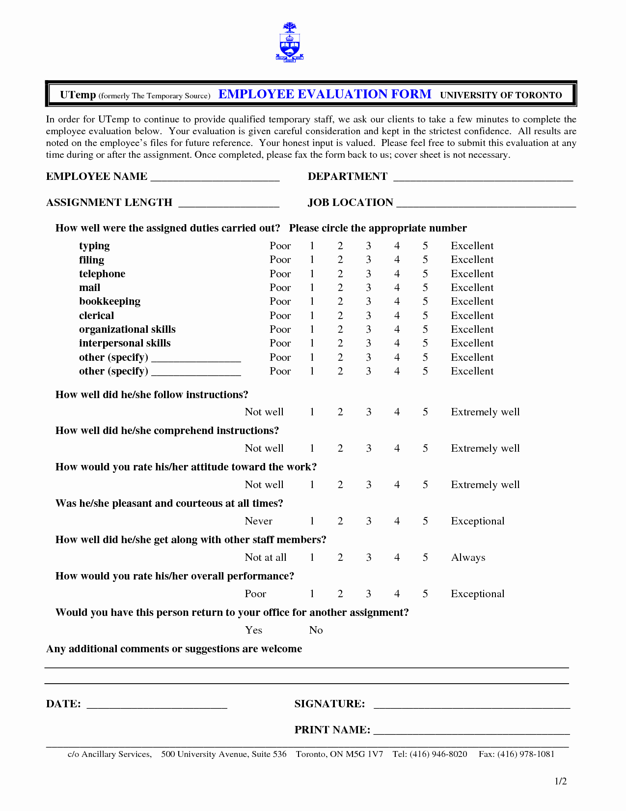 Employee Performance Evaluations forms Lovely Free Employee Evaluation form Template
