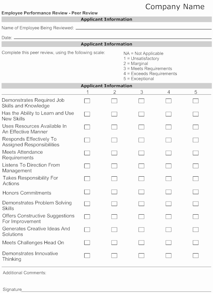 Employee Performance Evaluations forms Unique Example Image Employee Performance Review