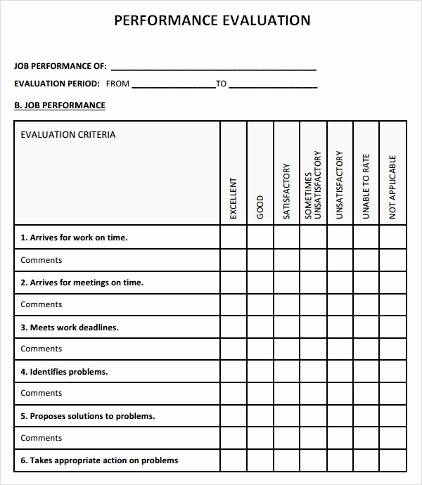 Employee Performance Review Sample Fresh Performance Evaluation 9 Download Free Documents In Pdf