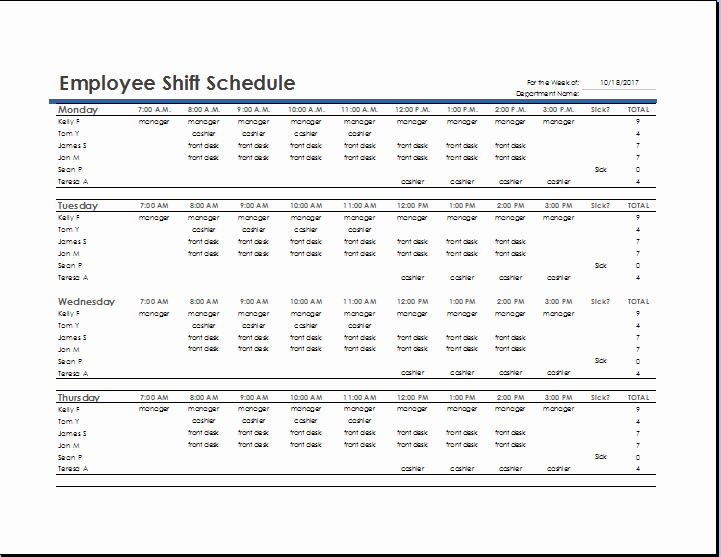 Employee Shift Schedule Template Lovely Ms Excel Employee Shift Schedule Template