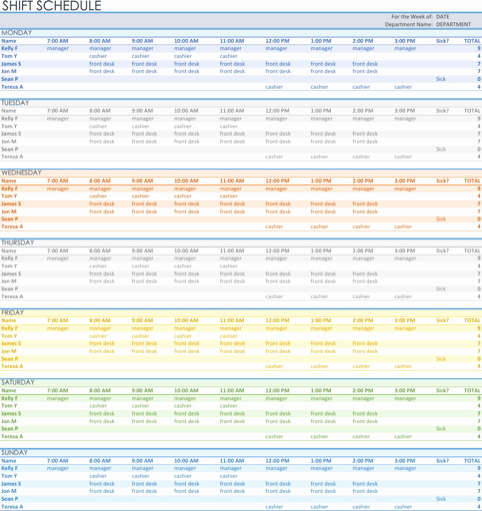 Employee Shift Schedule Template Unique Download Employee Schedule Template for Free formtemplate