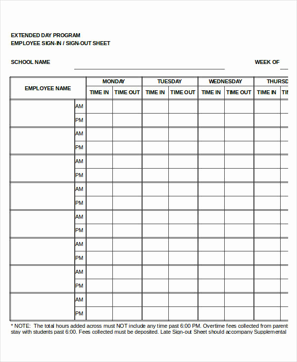 Employee Sign In Sheet Luxury Employee Sign In Sheets 8 Free Word Pdf Excel