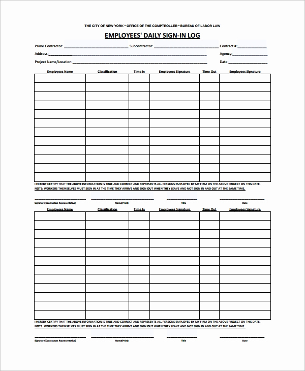 Employee Sign In Sheet New Sample Employee Sign In Sheet 15 Free Documents
