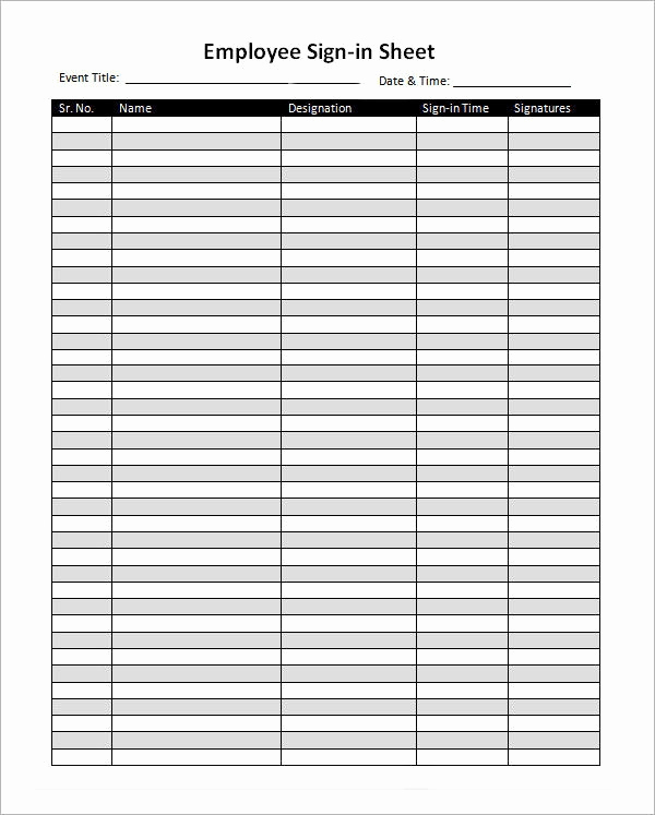 Employee Sign In Sheet Template New 34 Sample Sign In Sheet Templates Pdf Word Apple Pages