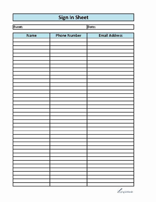Employee Sign In Sheets Inspirational Printable Sign In Sheet Employee or Visitor form