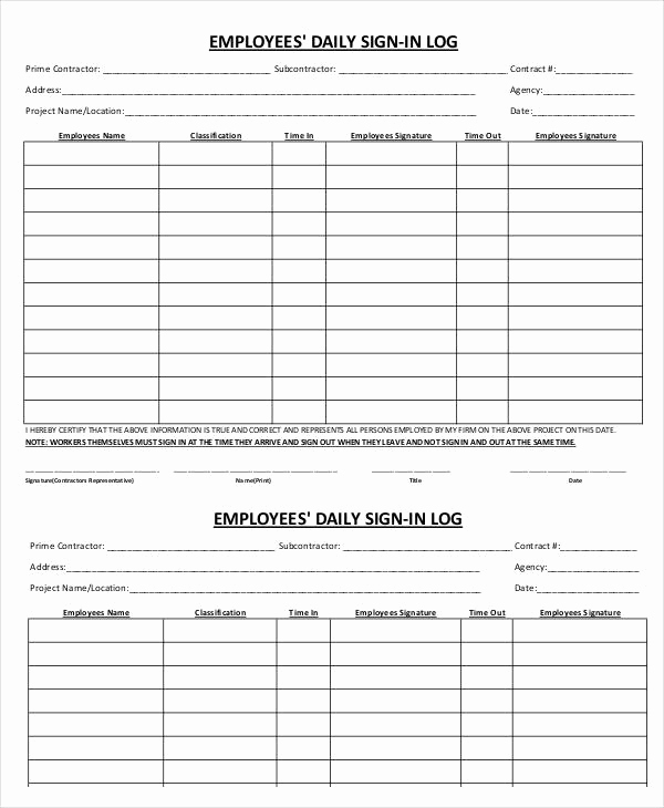 Employee Sign In Sheets Luxury Employee Sign In Sheets 8 Free Word Pdf Excel