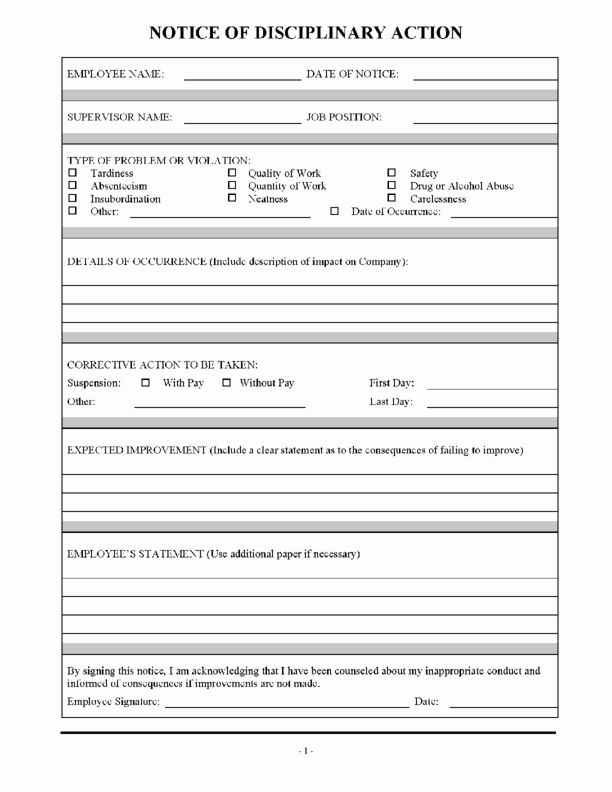Employee Write Up form Pdf Lovely 26 Employee Write Up form Templates Free Word
