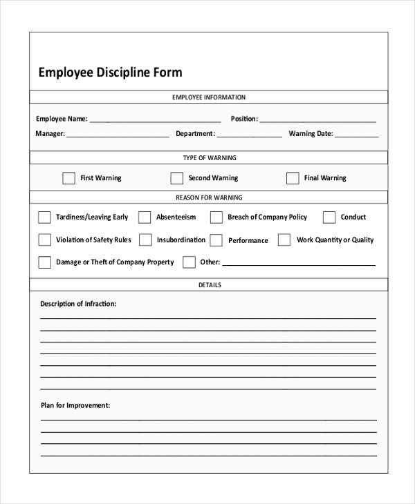 Employee Write Up Sample Luxury Employee Discipline form