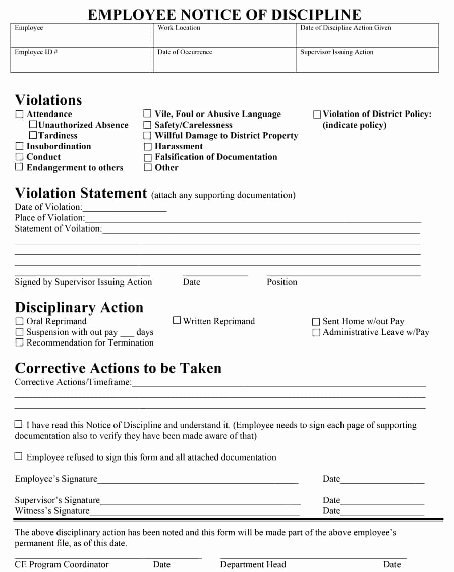 Employee Write Ups Templates Awesome 46 Effective Employee Write Up forms [ Disciplinary