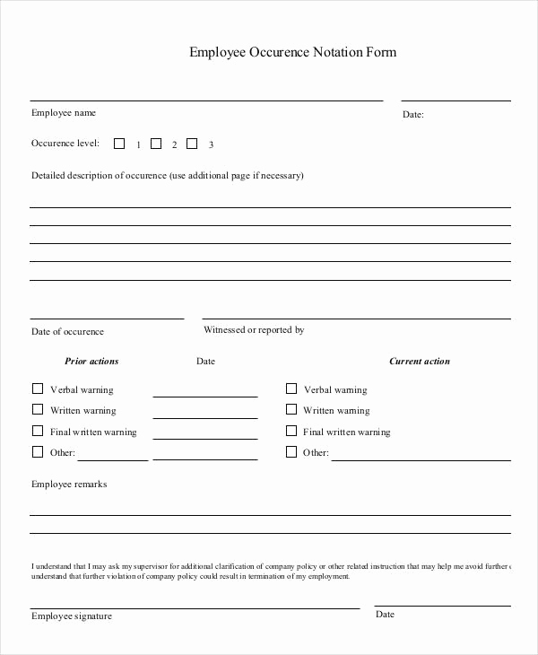 Employee Write Ups Templates Beautiful Employee Write Up form 6 Free Word Pdf Documents
