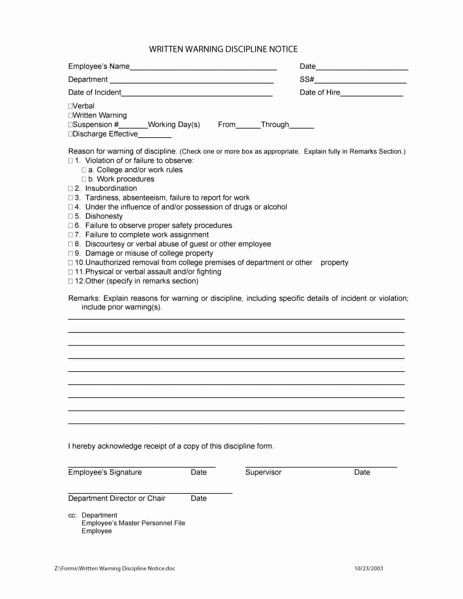 Employee Write Ups Templates Best Of 46 Effective Employee Write Up forms [ Disciplinary