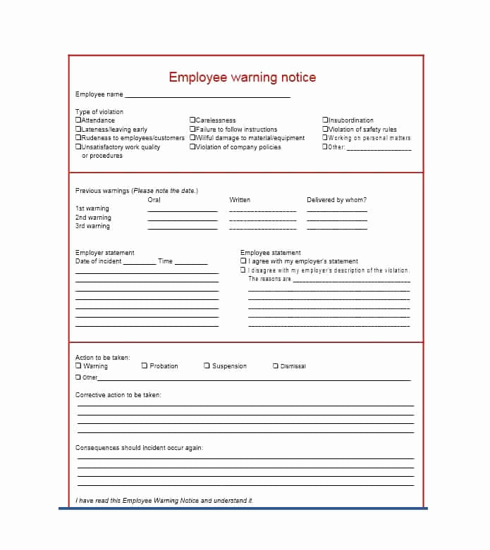 Employee Written Warning form Beautiful Employee Warning Notice Download 56 Free Templates &amp; forms