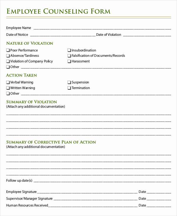Employee Written Warning form Beautiful Employee Write Up form 6 Free Word Pdf Documents