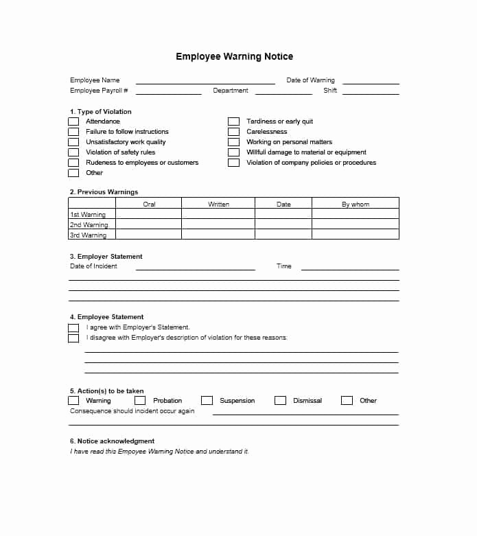 Employee Written Warning form Lovely Employee Warning Notice Download 56 Free Templates &amp; forms