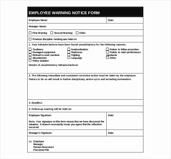 Employee Written Warning form New 13 Employees Write Up Templates – Free Sample Example
