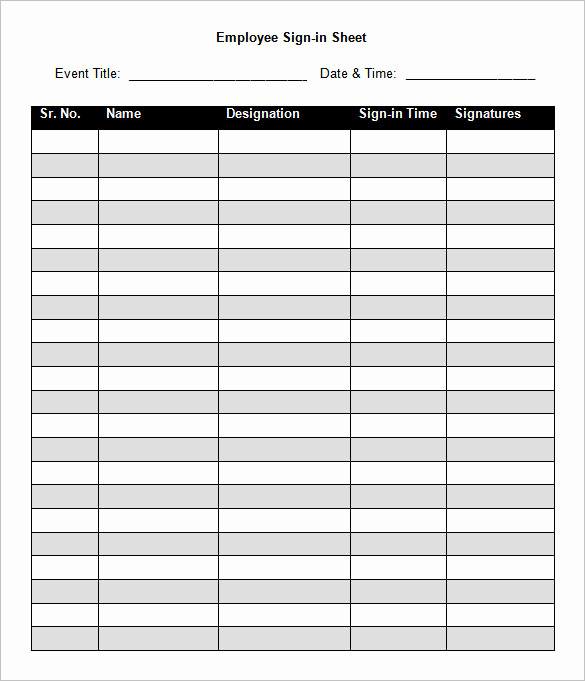 Employees Sign In Sheet Best Of 75 Sign In Sheet Templates Doc Pdf