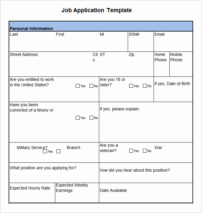 Employment Application Template Microsoft Word Elegant Job Application Template – 10 Free Word Pdf Documents