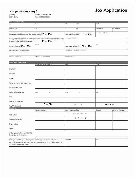 Employment Application Template Microsoft Word Luxury Free Job Application form Template