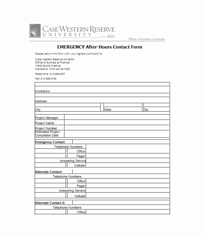 Employment Emergency Contact form Beautiful 54 Free Emergency Contact forms [employee Student]