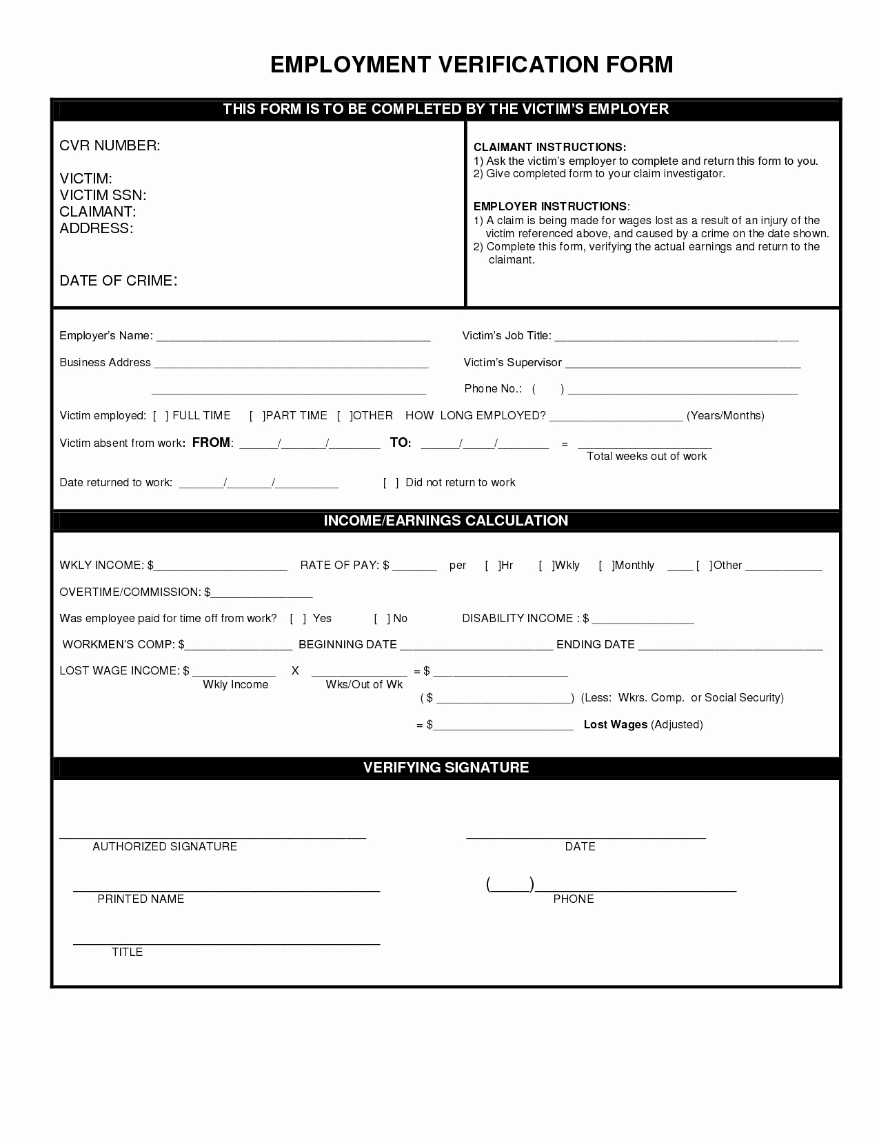 Employment Verification form Template Awesome Employment Verification form
