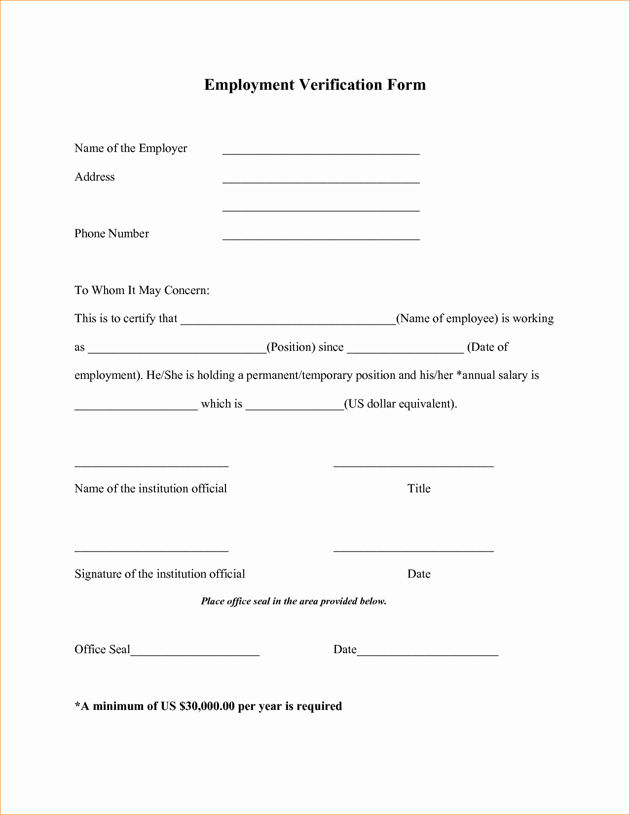 Employment Verification form Template Inspirational S Printable Employment Verification forms