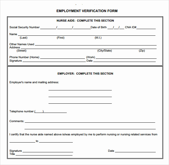 Employment Verification form Template Unique Employment Verification form 8 Download Documents In Pdf