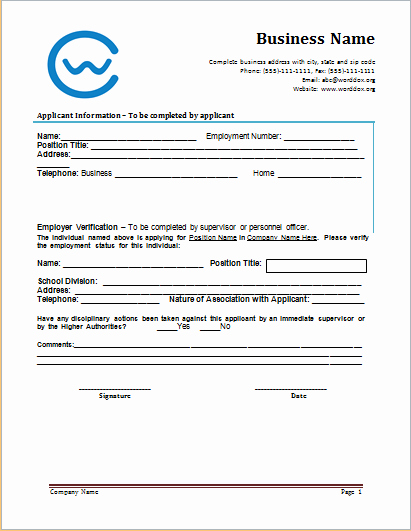 Employment Verification forms Template Best Of Word Employment Verification form Template