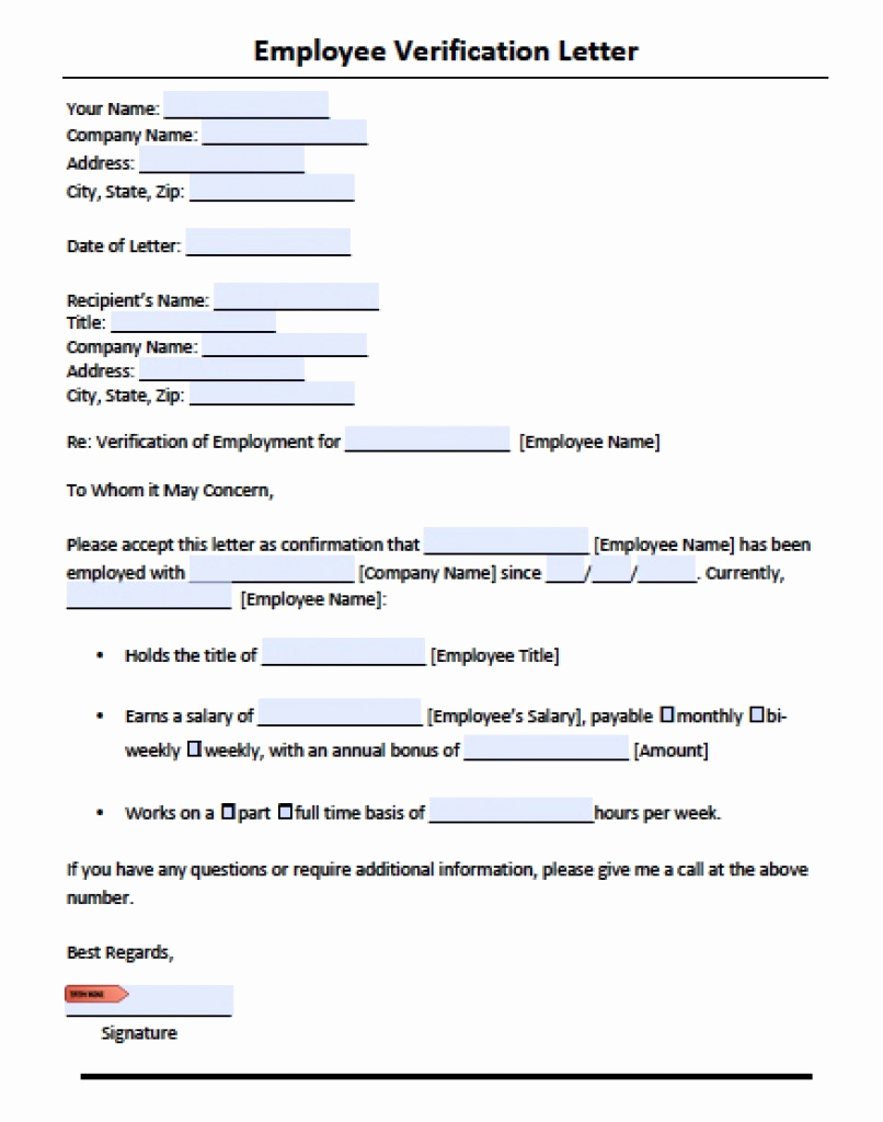 Employment Verification forms Template New Download Employment Verification Letter Template with