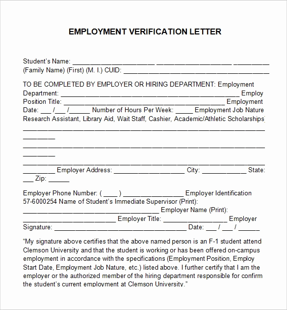 Employment Verification forms Template New Employment Verification Letter 14 Download Free