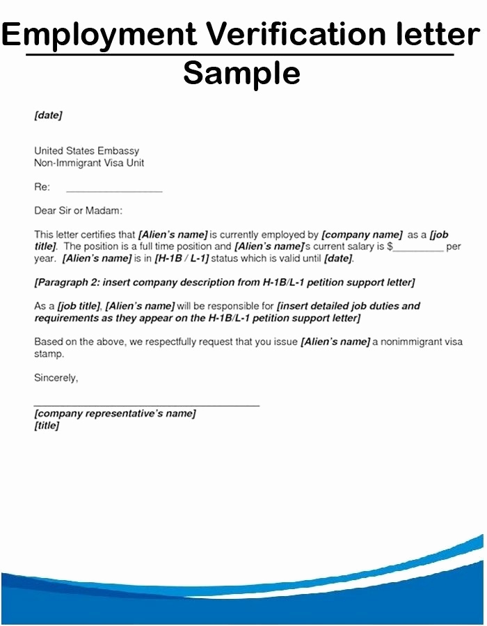 Employment Verification Letter for Visa Elegant Employment Verification Letter Example for Employee