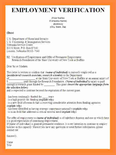 Employment Verification Letter for Visa Elegant Employment Verification Letter for Visa
