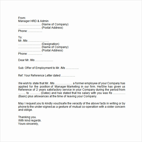 Employment Verification Letter Template Beautiful Employment Letter 7 Free Doc Download