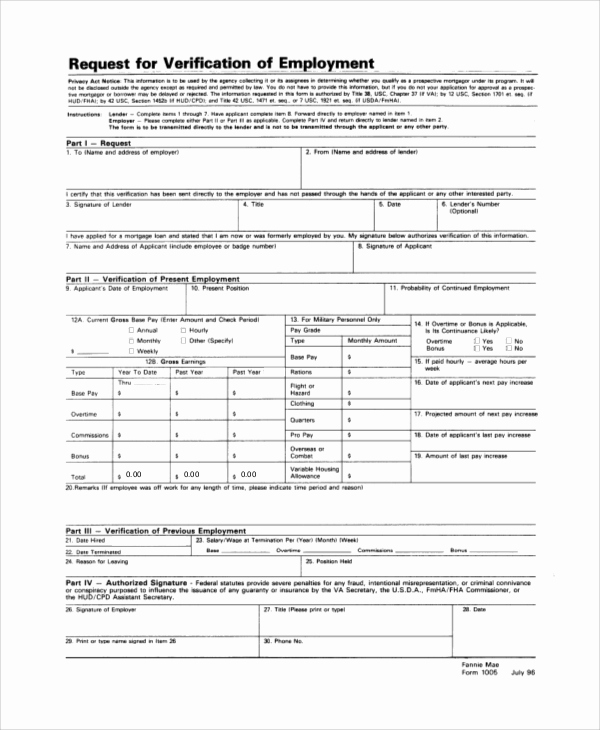 Employment Verification Request form Beautiful 7 Sample Employment Verification forms